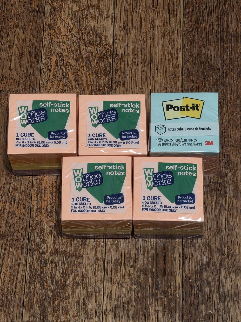 Assorted Self-Stick Note Cubes - Peach and Blue